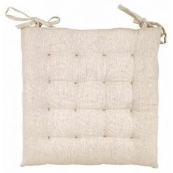 Coussin De Chaise 38 X 38 X 3 Cm Avec Liens Et 16 Coutures Matière Recyclée Beige Uni 38 X 38 Cm Ecru FUIENKO