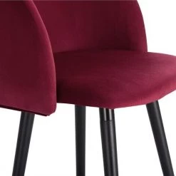 WOLTU 1 X Chaises De Salle à Manger En Velours Et Bois Massif. 46x45x84cm. Bordeaux -banc et tabouret Soldes Boutique 56147426 4