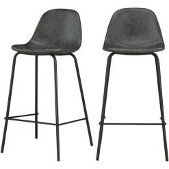 RENDEZ VOUS DéCO Chaise De Bar Mi-hauteur Henrik Grise/noire 65 Cm (lot De 2) - Noir