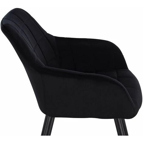 WOLTU Chaise De Salle à Manger Siège Bien Rembourré En Velours. Chaise De Cuisine. Pieds en Métal. Noir 4 WOLTU Chaise De Salle à Manger Siège Bien Rembourré En Velours. Chaise De Cuisine. Pieds en Métal. Noir – Image 2