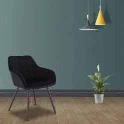 WOLTU Chaise De Salle à Manger Siège Bien Rembourré En Velours. Chaise De Cuisine. Pieds en Métal. Noir 8 WOLTU Chaise De Salle à Manger Siège Bien Rembourré En Velours. Chaise De Cuisine. Pieds en Métal. Noir -banc et tabouret Soldes Boutique 56496991 3