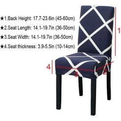 FLYME Housses De Chaise De Salle à Manger Lot De 6 Housses De Chaise Extensibles élastiques Géométriques Bleu Marine Doux Spandex Amovibles Lavables Housses De Protection De Chaise Pour Salle à Manger Mariage Banquet Fête Chaise Décor -banc et tabouret Soldes Boutique 56628435 3