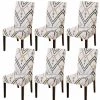 FLYME Housses De Chaise Extensibles Pour Salle à Manger Housses De Chaise De Salle à Manger Modernes 6PCS Housses De Siège De Chaise Amovibles Et Lavables En Spandex Doux Pour Décoration De Fête De Banquet De Mariage (lignes Kaki / Vert Foncé) -banc et tabouret Soldes Boutique 56628443 1