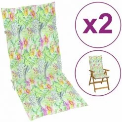 HAPPYSHOPPING Coussins De Chaise De Jardin 2 Pcs Motif De Feuilles 120x50x3cm