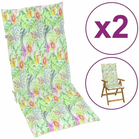 HAPPYSHOPPING Coussins De Chaise De Jardin 2 Pcs Motif De Feuilles 120x50x3cm 3 HAPPYSHOPPING Coussins De Chaise De Jardin 2 Pcs Motif De Feuilles 120x50x3cm