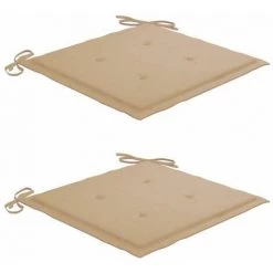 Lot De 2 Galets De Chaise De Jardin Coussins De Chaise Beige 50x50x3 Cm FUIENKO
