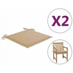 Lot De 2 Galets De Chaise De Jardin Coussins De Chaise Beige 50x50x3 Cm FUIENKO -banc et tabouret Soldes Boutique 56694060 3