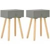 NOVA Table De Chevet Définit 2 Pcs En Pin Massif Avec Un Tiroir Moderne Dans Différentes Couleurs Table De Chevet 2 Pcs Gris Pin Massif Couleur : Gris -banc et tabouret Soldes Boutique 57093074 1