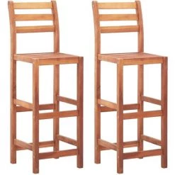 NOVA Chaises De Bar En Bois Solides Acacia Naturelles Avec Divers Morceaux En Arrière Chaises De Bar 2 Pcs Bois D'acacia Solide Des Modèles : 2 Pcs