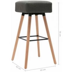 NOVA Tabouret De Tissu Et De Bois Et Chaise De Conception En Bois Haute Différentes Couleurs Chaise De Bar Gris Foncé Tissu Couleur : Gris Foncé -banc et tabouret Soldes Boutique 57096815 5