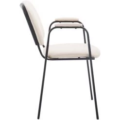 CLP Lot De 4 Chaises De Visiteur Ken Pro En Similicuir Avec Pieds En Métal Beige -banc et tabouret Soldes Boutique 57122819 4