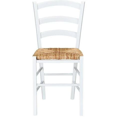 VENTE-UNIQUE.COM Lot De 6 Chaises PAYSANNE - Hêtre Massif Teinté Blanc, Paille De Riz - Blanc 6 VENTE-UNIQUE.COM Lot De 6 Chaises PAYSANNE - Hêtre Massif Teinté Blanc, Paille De Riz - Blanc – Image 4