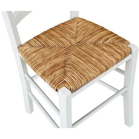 VENTE-UNIQUE.COM Lot De 6 Chaises PAYSANNE - Hêtre Massif Teinté Blanc, Paille De Riz - Blanc 7 VENTE-UNIQUE.COM Lot De 6 Chaises PAYSANNE - Hêtre Massif Teinté Blanc, Paille De Riz - Blanc – Image 5