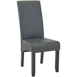 VENTE-UNIQUE.COM Lot De 6 Chaises ROVIGO - Simili Gris Mat - Pieds Bois Noir - Gris -banc et tabouret Soldes Boutique 57216975 5