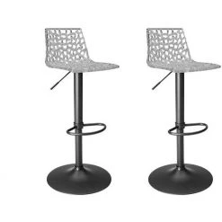 VENTE-UNIQUE.COM Lot De 2 Tabourets De Bar CLARK - Polycarbonate - Transparent - Base Noire - Transparent -banc et tabouret Soldes Boutique 57216998 2