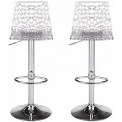 VENTE-UNIQUE.COM Lot De 2 Tabourets De Bar CLARK - Polycarbonate - Cristal - Transparent