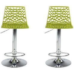 VENTE-UNIQUE.COM Lot De 2 Tabourets De Bar CLARK - Polypropylène - Vert Anis - Vert