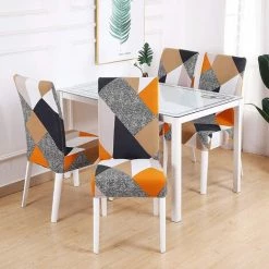 TRIOMPHE Housse De Chaise Extensible Lot De 4,T-Audace Couverture Protecteur De Chaise Salle A Manger Universel Amovible Lavable Moderne Durable Pour Maison Hotel Restaurant Fete Banquet Cuisine Decoration -banc et tabouret Soldes Boutique 57221927 5