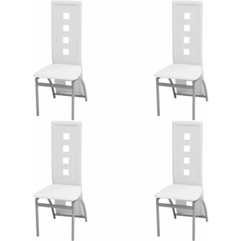 Chaises De Salle à Manger Similicuir Blanc 4 Pcs VidaXL 3 Chaises De Salle à Manger Similicuir Blanc 4 Pcs VidaXL