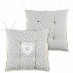 HOMEMAISON Galette De Chaise à Petits Cœurs Naturel 40 X 40 Cm - Naturel