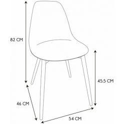 TOILINUX Lot De 6 Chaises Style Scandinave Mila Avec Pieds En Métal - Longueur 54 Profondeur 46 Hauteur 82cm - Rose -banc et tabouret Soldes Boutique 57356811 4