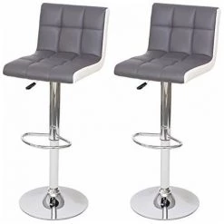 NOVA Ensemble De 2 Tabourets De Salon Avec Revêtement En Similicuir Avec Base Chromée Couleur : Gris