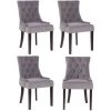 CLP Lot De 4 Chaises De Salle à Manger Aberdeen En Velours Piètement En Bois D'hévéa Gris Antique -banc et tabouret Soldes Boutique 57599866 1