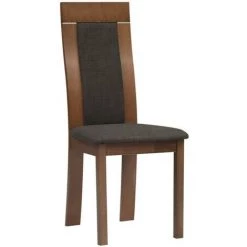 VENTE-UNIQUE.COM Lot De 6 Chaises BELINDA - Hêtre Et Tissu - Coloris : Noyer Et Anthracite - Gris Anthracite, Naturel Foncé -banc et tabouret Soldes Boutique 57622683 3