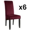 VENTE-UNIQUE.COM Lot De 6 Chaises DELINA - Velours Matelassé & Pieds Bois - Bordeaux - Bordeaux -banc et tabouret Soldes Boutique 57711374 1