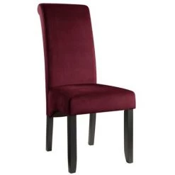 VENTE-UNIQUE.COM Lot De 6 Chaises DELINA - Velours Matelassé & Pieds Bois - Bordeaux - Bordeaux -banc et tabouret Soldes Boutique 57711374 3