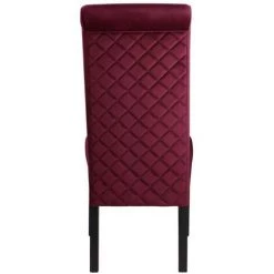 VENTE-UNIQUE.COM Lot De 6 Chaises DELINA - Velours Matelassé & Pieds Bois - Bordeaux - Bordeaux -banc et tabouret Soldes Boutique 57711374 5