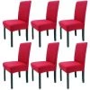 AUTRES 6 X Housse De Chaise Salle à Manger Extensible Stretch Couverture De Chaise Housse Pour Chaise Dossier Haut, Rouge