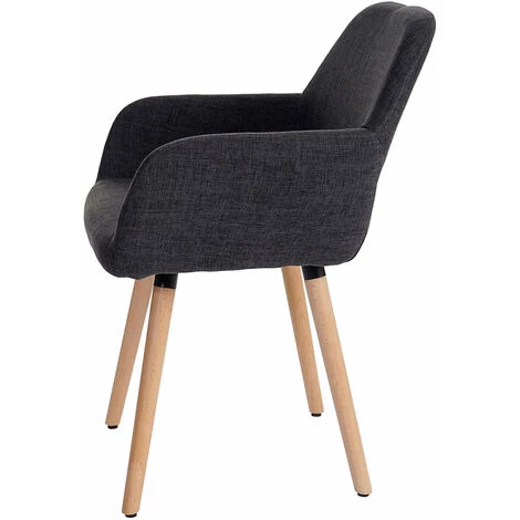 DéCOSHOP26 Chaise De Salle à Manger Bureau Visiteur Sans Roulette Design Rétro En Tissu Gris Foncé Pied En Bois Clair - Gris 4 DéCOSHOP26 Chaise De Salle à Manger Bureau Visiteur Sans Roulette Design Rétro En Tissu Gris Foncé Pied En Bois Clair - Gris – Image 2