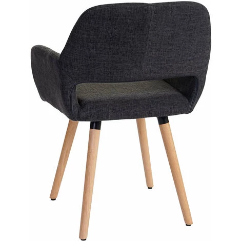 DéCOSHOP26 Chaise De Salle à Manger Bureau Visiteur Sans Roulette Design Rétro En Tissu Gris Foncé Pied En Bois Clair - Gris 5 DéCOSHOP26 Chaise De Salle à Manger Bureau Visiteur Sans Roulette Design Rétro En Tissu Gris Foncé Pied En Bois Clair - Gris – Image 3