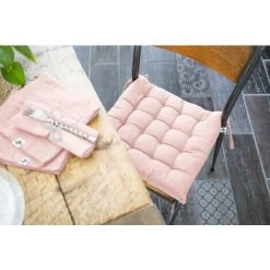 1001KDO POUR LA MAISON Assise Matelassée 38 X 38 Cm Kala Rose Pivoine