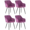 CLP Lot De 4 Chaises De Salle à Manger Shila Avec Piètement En Métal Noir Violet Velours -banc et tabouret Soldes Boutique 57766421 1