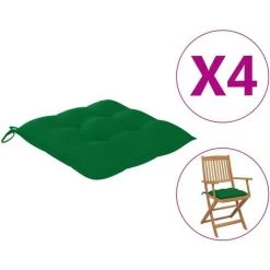 TRUE DEAL Coussins De Chaise 4 Pcs 40x40x7 Cm Vert