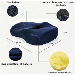 TINOR Coussin De Siège En Mousse à Mémoire, Orthopédique Pour Hemorroides, Coussin Coccyx Voiture, à La Maison, Au Bureau, Gamer, Sur Un Fauteuil Roulant, Coussin De Siège Lombaires, Mal De Dossier -banc et tabouret Soldes Boutique 57911544 4