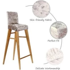 STARLIGHT SL.GT Velours Housses De Chaise De Bar, Housse De Chaise Lavable Extensible Et Amovible(4 Pcs) -banc et tabouret Soldes Boutique 57986889 4
