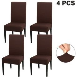 ILOVEMILAN Lot De 4 Housses De Chaise De Salle à Manger, Housse De Protection De Chaise De Salle à Manger Courte Lavable Extensible Et Amovible Pour Salle à Manger, Hôtel, Cérémonie, Banquet, Mariage