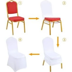 ILOVEMILAN Lot De 4 Housses De Chaise En Polyester Spandex De Couleur Blanche Pour Les Couvertures De Décoration De Banquet à Manger De Fête De Mariage -banc et tabouret Soldes Boutique 58072340 3