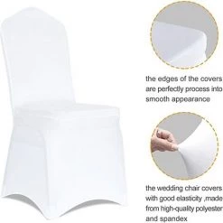 ILOVEMILAN Lot De 4 Housses De Chaise En Polyester Spandex De Couleur Blanche Pour Les Couvertures De Décoration De Banquet à Manger De Fête De Mariage -banc et tabouret Soldes Boutique 58072340 4