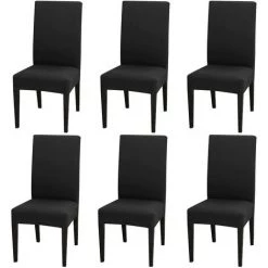 AUTRES Lot De 6 Housses De Chaise Extensibles Universelle - Moderne - Noir