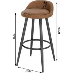 WOLTU Tabouret De Bar. Tabouret De Comptoir Avec Dossier Et Repose-Pieds. En Similicuir Et Métal. Brun -banc et tabouret Soldes Boutique 58154105 3
