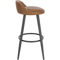WOLTU Tabouret De Bar. Tabouret De Comptoir Avec Dossier Et Repose-Pieds. En Similicuir Et Métal. Brun -banc et tabouret Soldes Boutique 58154105 4