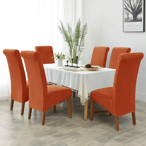 OUSUDELA Velvet Large Chair Covers Pour Salle à Manger, Housse De Siège Extensible Douce Pour Grande Chaise De Salle à Manger, Protecteur De Chaise Parsons Lavable Amovible, 2 Pièces,Brun Roux 4 OUSUDELA Velvet Large Chair Covers Pour Salle à Manger, Housse De Siège Extensible Douce Pour Grande Chaise De Salle à Manger, Protecteur De Chaise Parsons Lavable Amovible, 2 Pièces,Brun Roux – Image 2