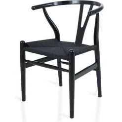 FURNMOD DESIGN YOUR SPACE Chaise Wish CH24 Faite à La Main En Bois De Hêtre | Noir - Noir