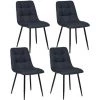 TOILINUX Lot De 4 Chaises Sirac Effet Velours - Largeur 44 Profondeur 55 Hauteur 83.5cm - Gris Foncé -banc et tabouret Soldes Boutique 58370488 1