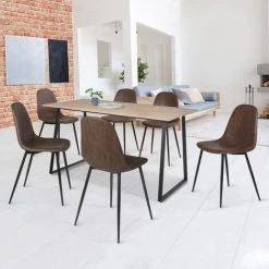 IDMARKET Lot De 6 Chaises Vintage DALI Marron Pour Salle à Manger