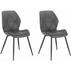 SVITA JAMIE Lot De 2 Chaises De Salle à Manger Chaise Rembourrée Sans Accoudoirs Similicuir Gris